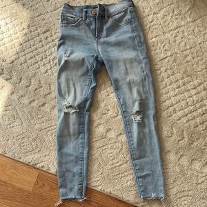 Express Distressed Light Blue Women's mid skinny 00P Jeans